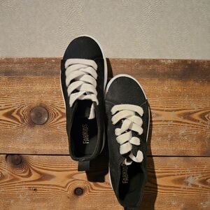 FabKids Black Sneakers with White Laces